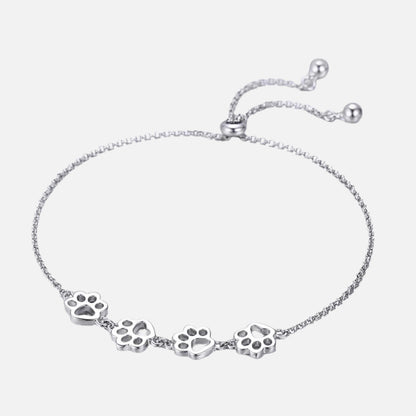Sterling Silver Paw Print Bracelet – Adjustable Fit - emmy-rae-jewels.com