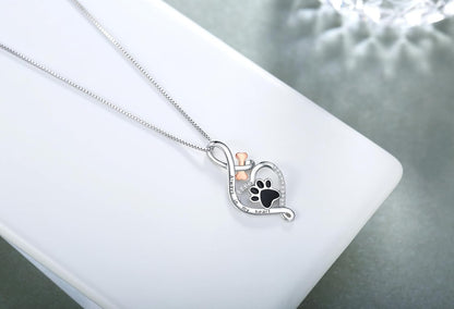 Lucky Paw Necklace with Heart, Bone & Infinity – “Always in My Heart” Pendant - emmy-rae-jewels.com
