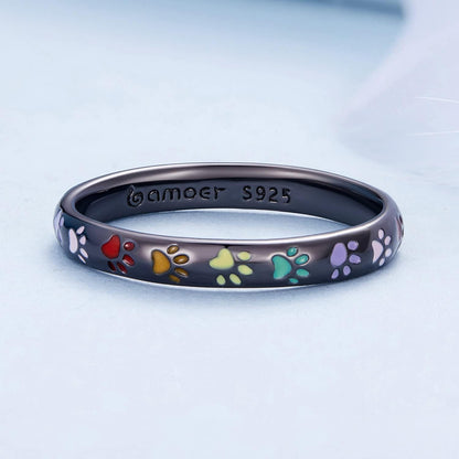 Sterling Silver Ring with Paw Design - emmy-rae-jewels.com