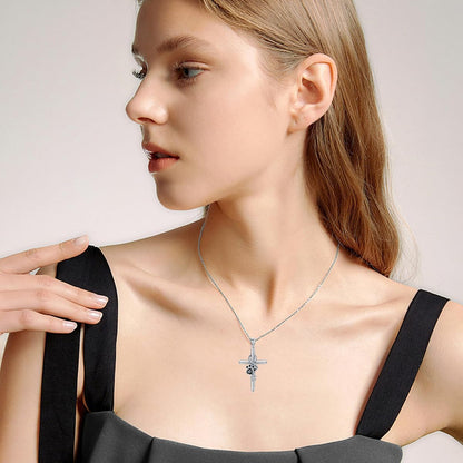 925 Sterling Silver Paw & Cross Necklace - emmy-rae-jewels.com