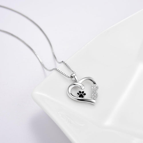 Paw and Heart Necklace with Infinity Charm - emmy-rae-jewels.com