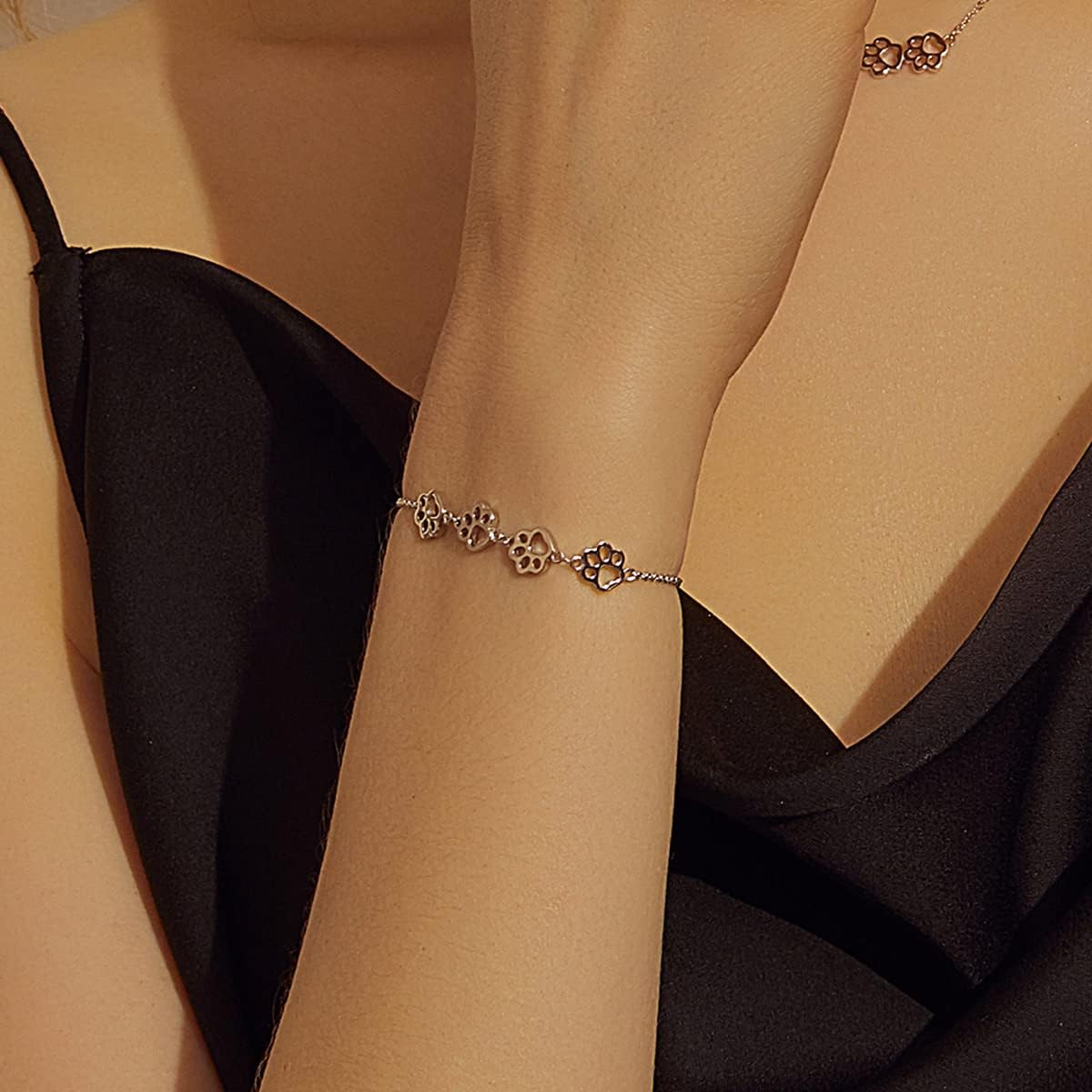 Sterling Silver Paw Print Bracelet – Adjustable Fit - emmy-rae-jewels.com