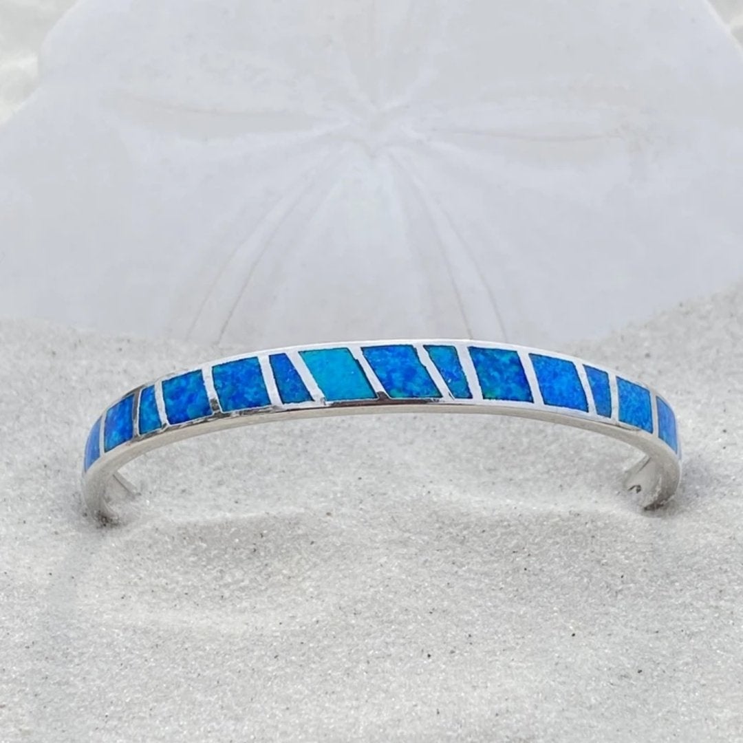 Blue and Silver Opal Bracelet - emmy-rae-jewels.com