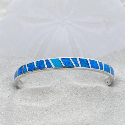 Blue and Silver Opal Bracelet - emmy-rae-jewels.com