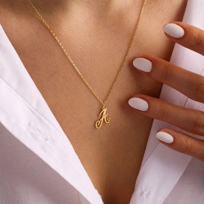 Cursive Initial Letter Pendant Necklaces - emmy-rae-jewels.com