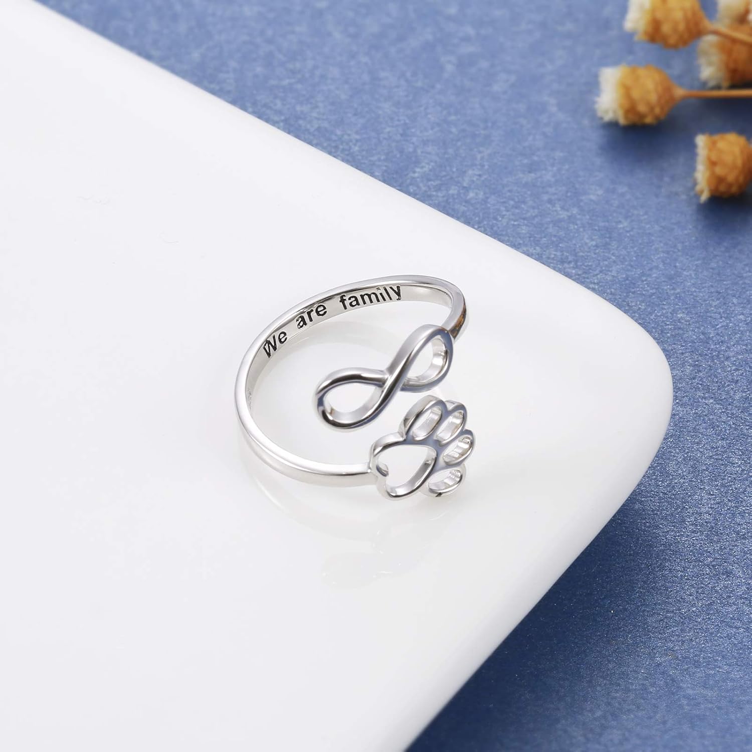 Handcrafted Paw & Heart Ring – Adjustable 925 Sterling Silver - emmy-rae-jewels.com