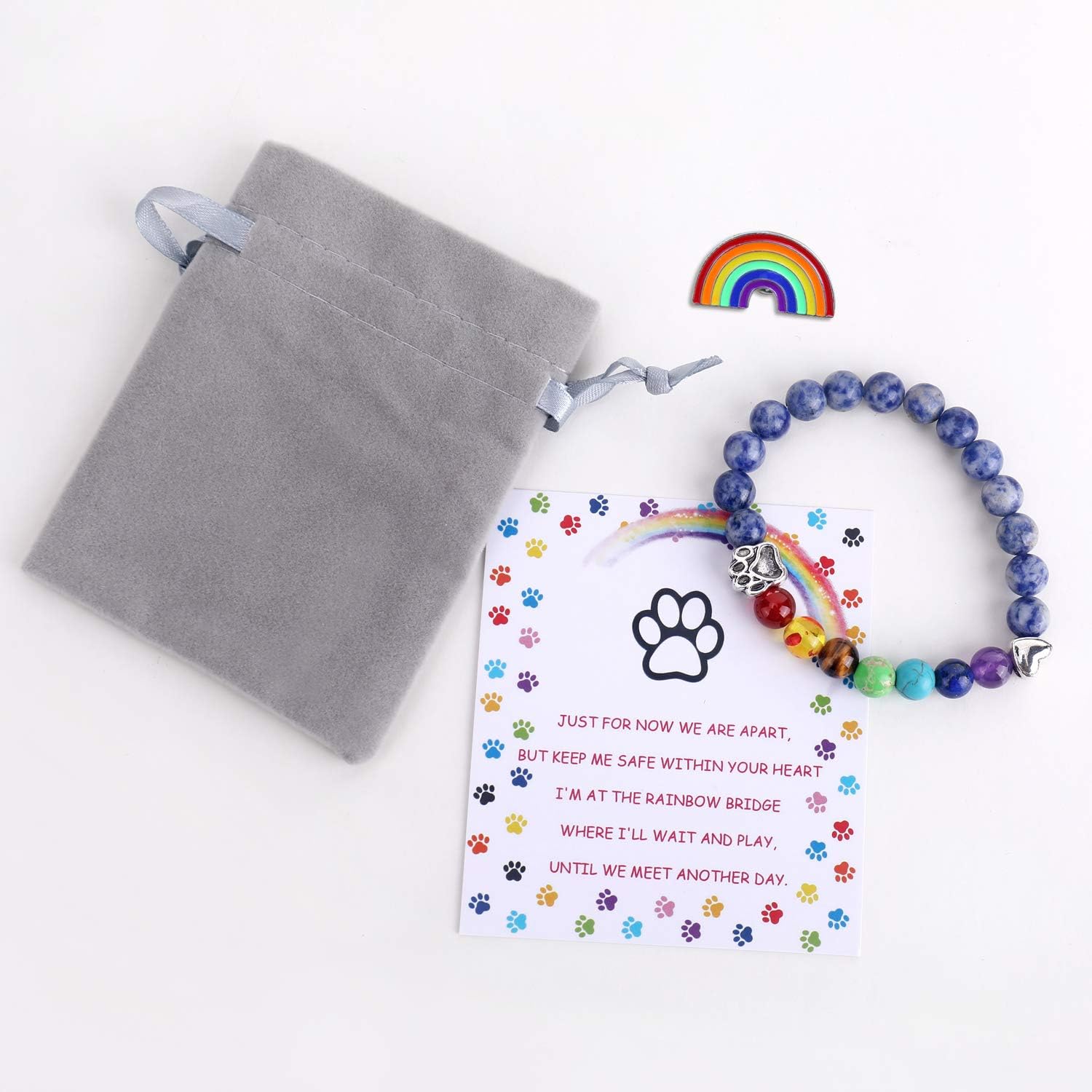 Rainbow Bridge Memorial Bracelet – 7 Chakra Bead Gift for Pet Loss - emmy-rae-jewels.com