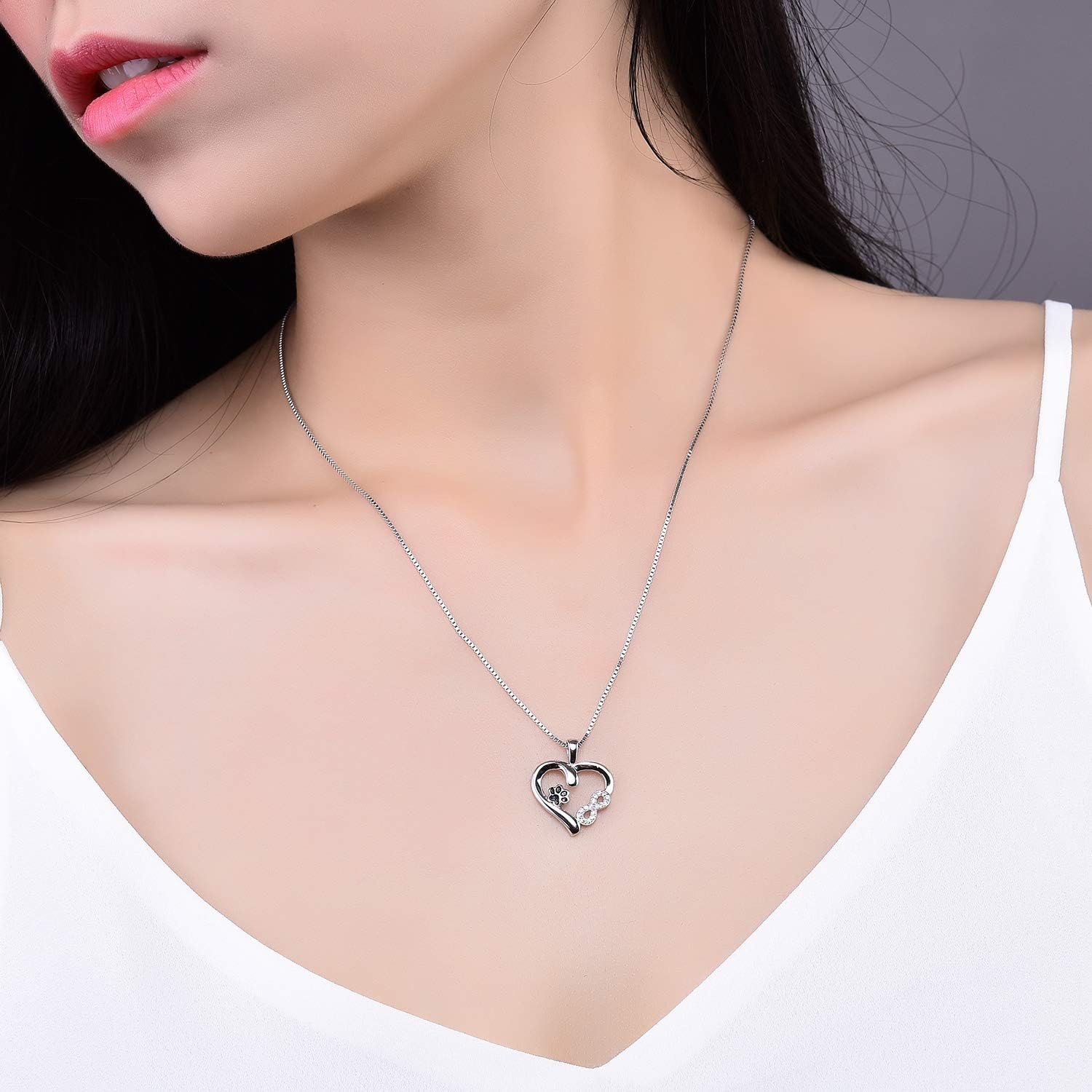 Paw and Heart Necklace with Infinity Charm - emmy-rae-jewels.com