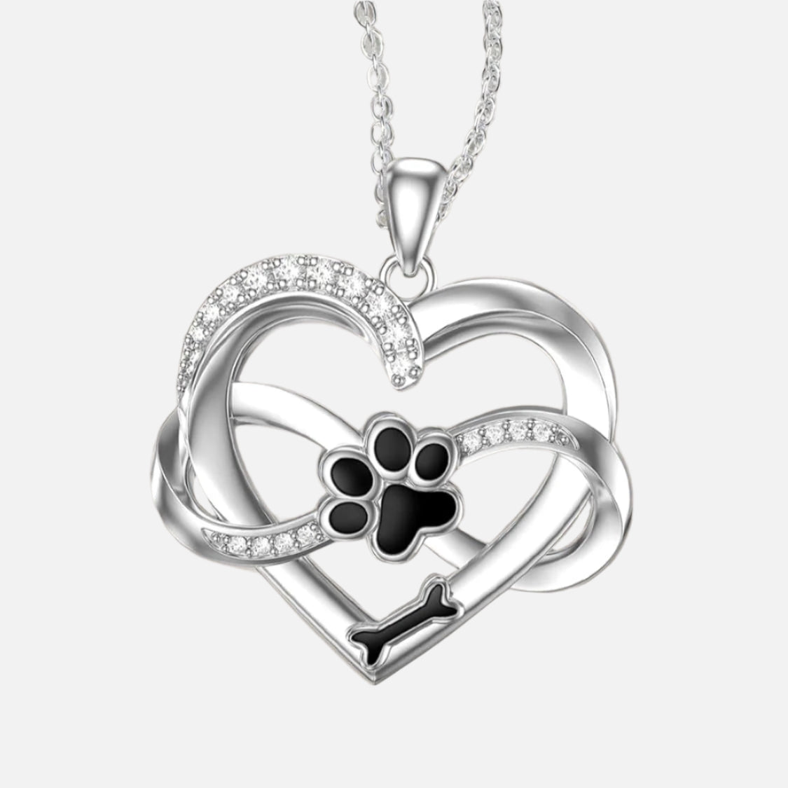 Infinity Heart & Paw Necklace in 925 Sterling Silver with Zirconia - emmy-rae-jewels.com
