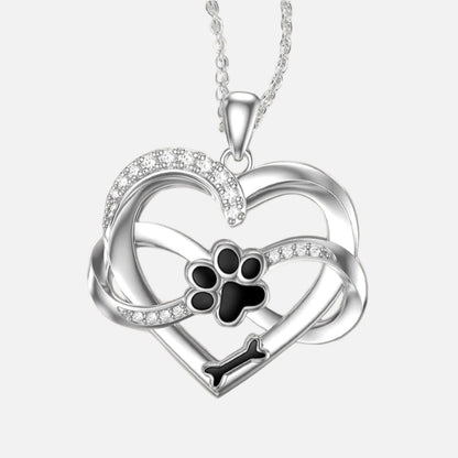 Infinity Heart & Paw Necklace in 925 Sterling Silver with Zirconia - emmy-rae-jewels.com