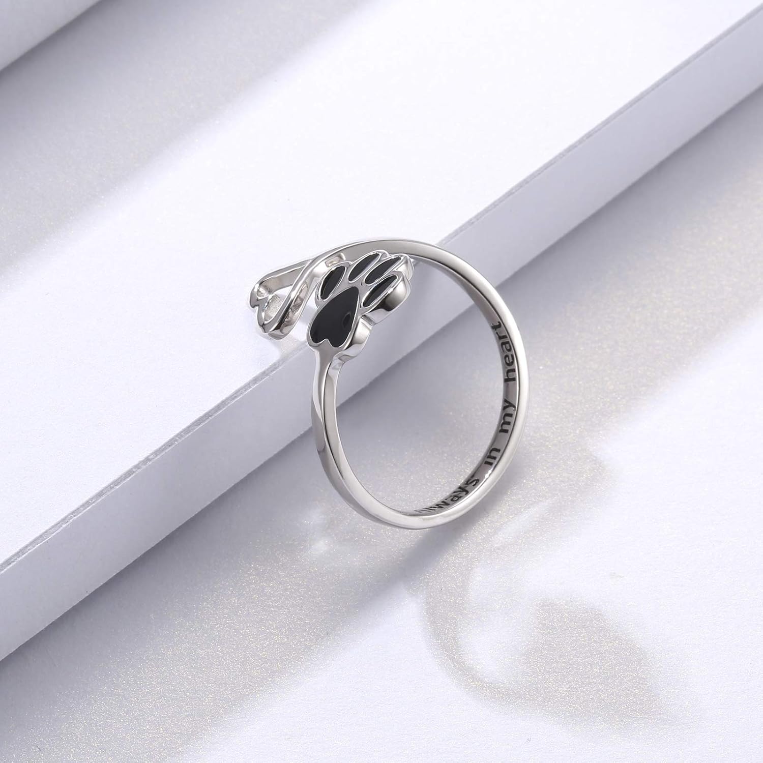 Handcrafted Paw & Heart Ring – Adjustable 925 Sterling Silver - emmy-rae-jewels.com