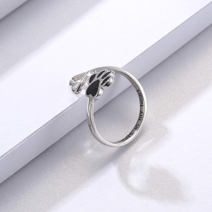 Handcrafted Paw & Heart Ring – Adjustable 925 Sterling Silver - emmy-rae-jewels.com