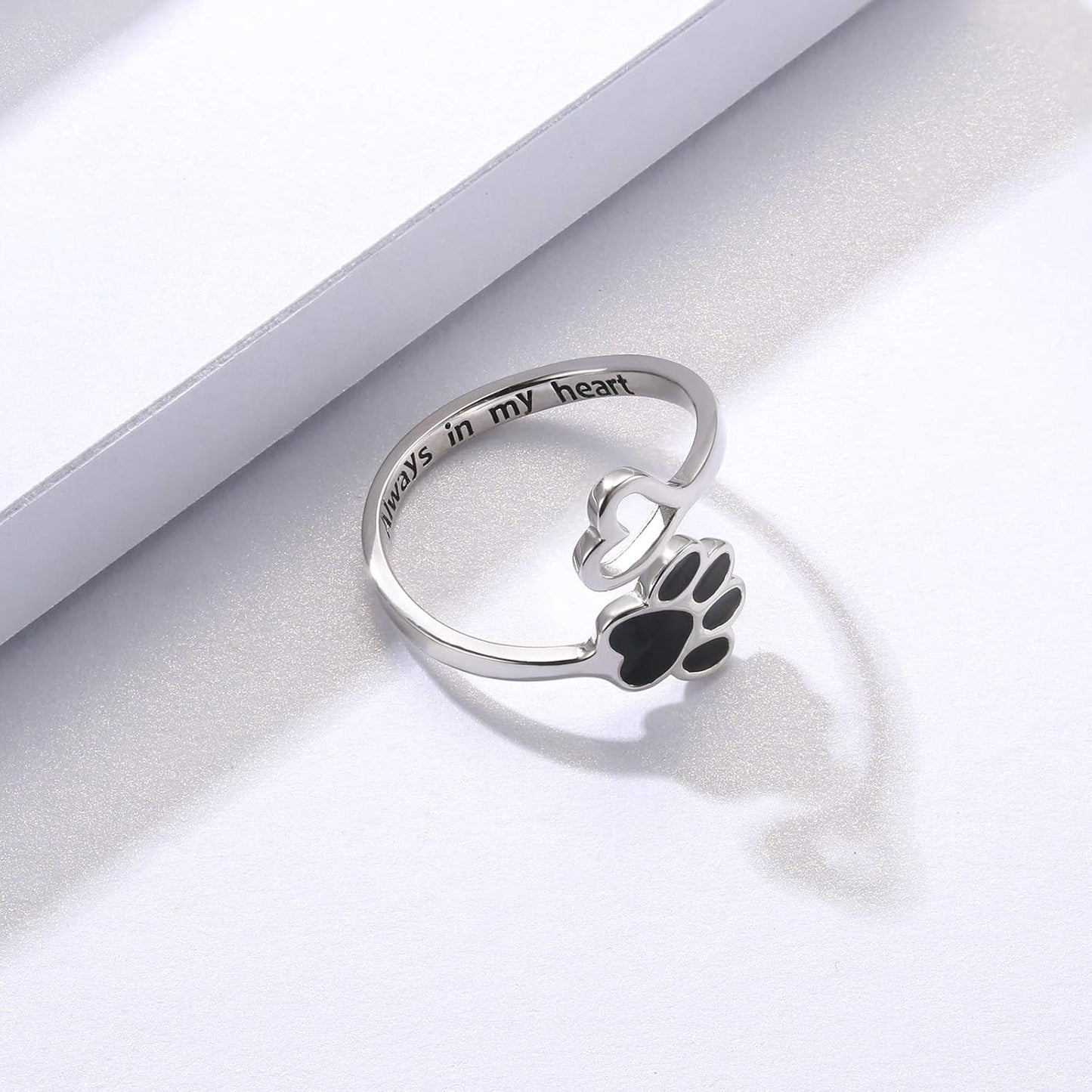 Handcrafted Paw & Heart Ring – Adjustable 925 Sterling Silver - emmy-rae-jewels.com