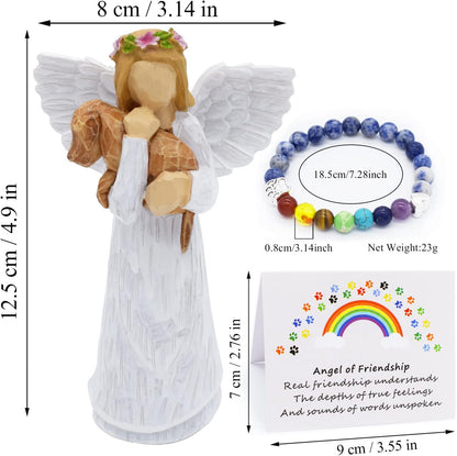 Dog Memorial Gift Set with Angel of Friendship Figurine & Rainbow Bridge Chakra Bracelet - emmy-rae-jewels.com