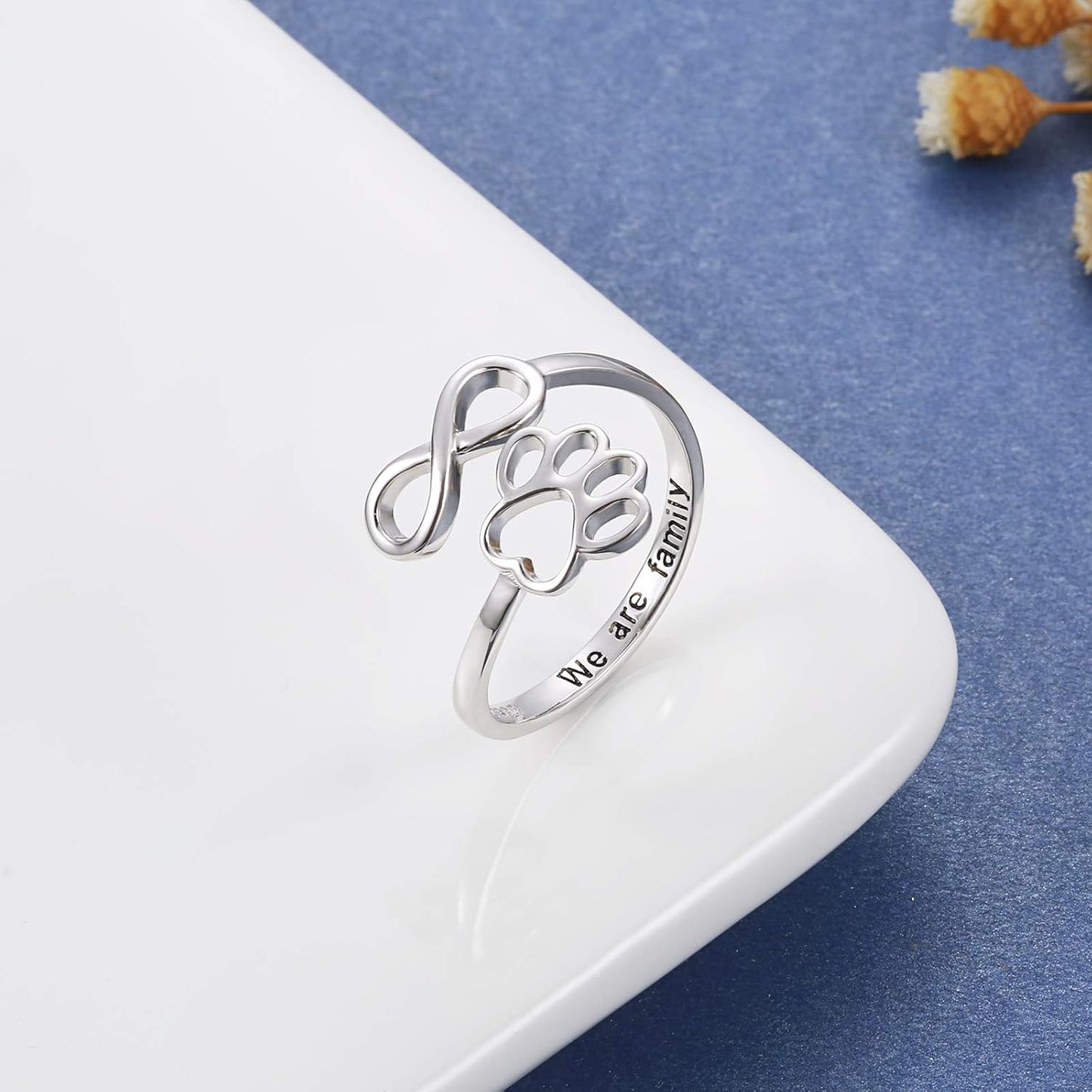 Handcrafted Paw & Heart Ring – Adjustable 925 Sterling Silver - emmy-rae-jewels.com