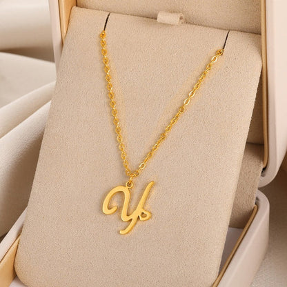 Cursive Initial Letter Pendant Necklaces - emmy-rae-jewels.com