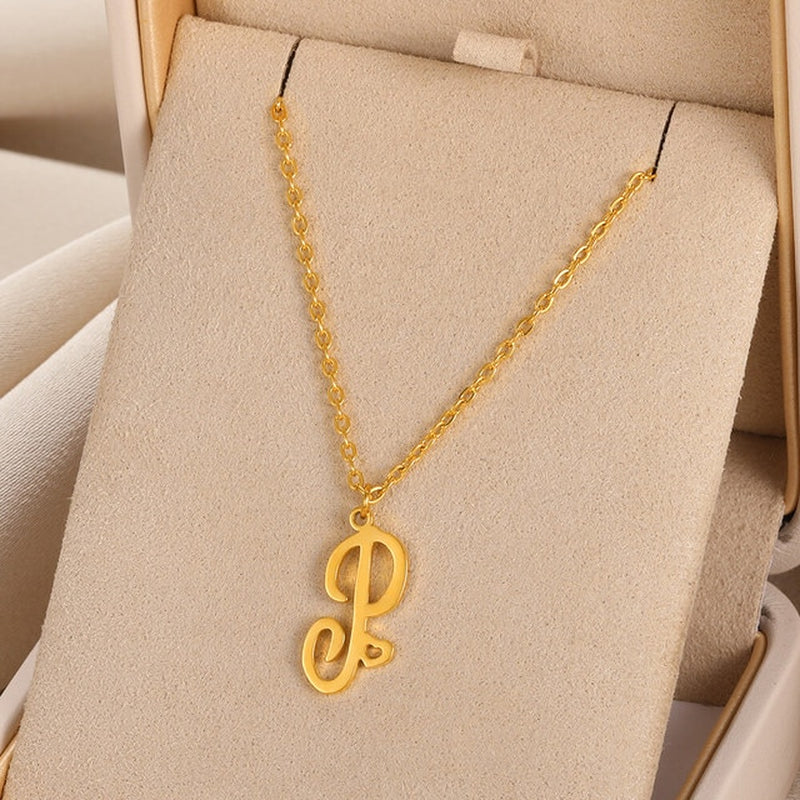 Cursive Initial Letter Pendant Necklaces - emmy-rae-jewels.com