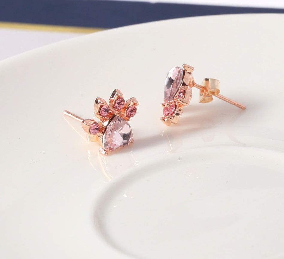 Rose Gold Paw Jewelry Set – 4 Pieces with Zirconia Heart (Ring, Necklace, Earrings, Bracelet) - emmy-rae-jewels.com