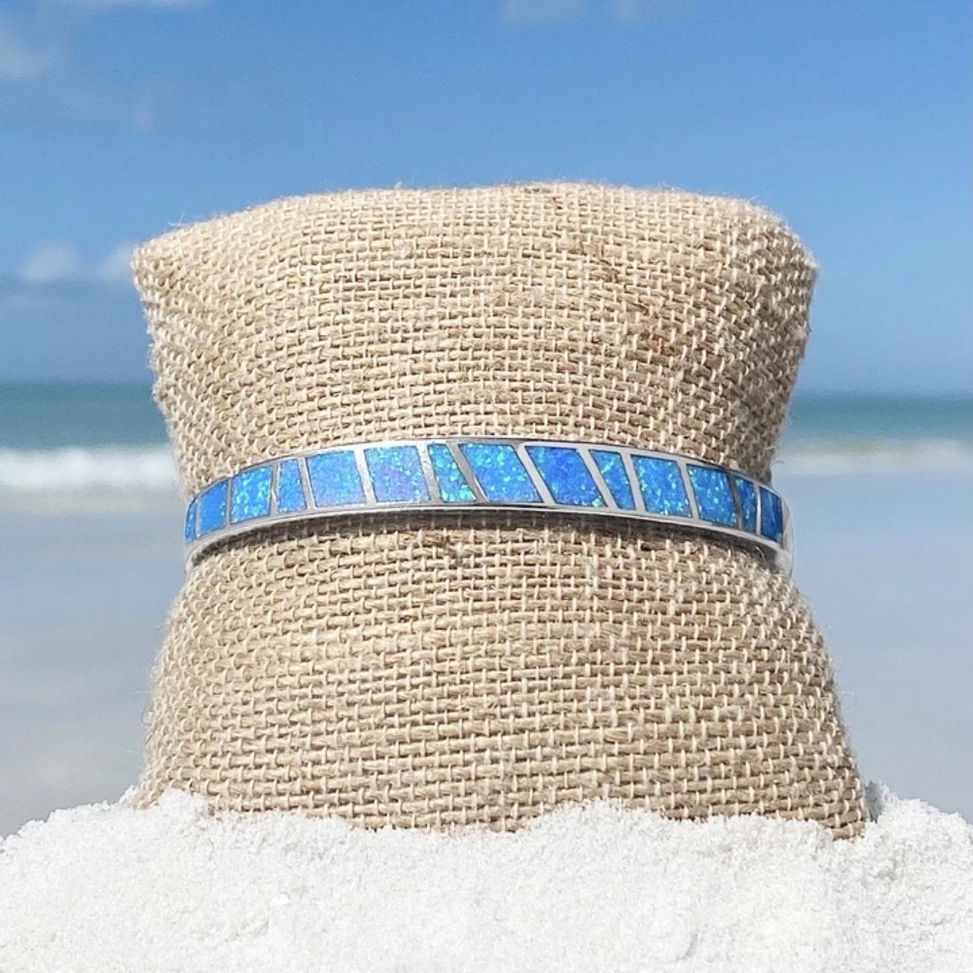 Blue and Silver Opal Bracelet - emmy-rae-jewels.com