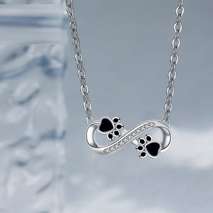 Infinity Paw Print Necklace with Zirconia - emmy-rae-jewels.com
