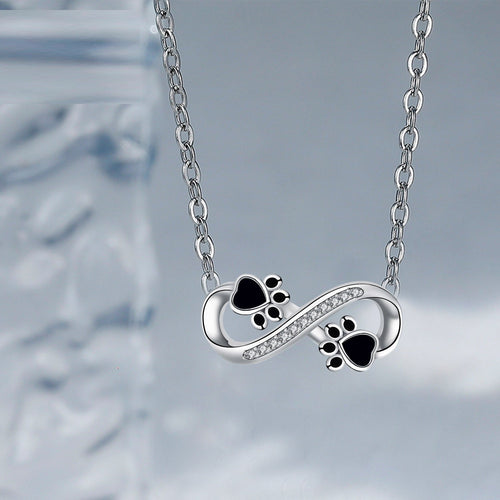 Infinity Paw Print Necklace with Zirconia - emmy-rae-jewels.com