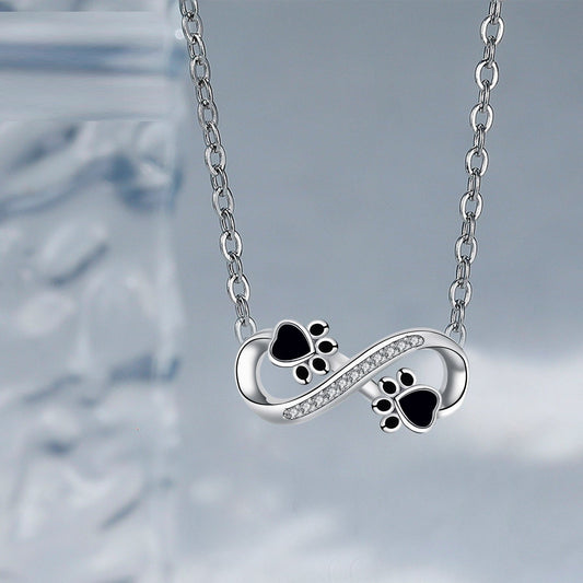 Infinity Paw Print Necklace with Zirconia - emmy-rae-jewels.com