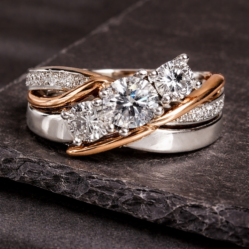 Vintage Gold & Silver Zirconia Ring