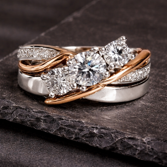 Vintage Gold & Silver Zirconia Ring