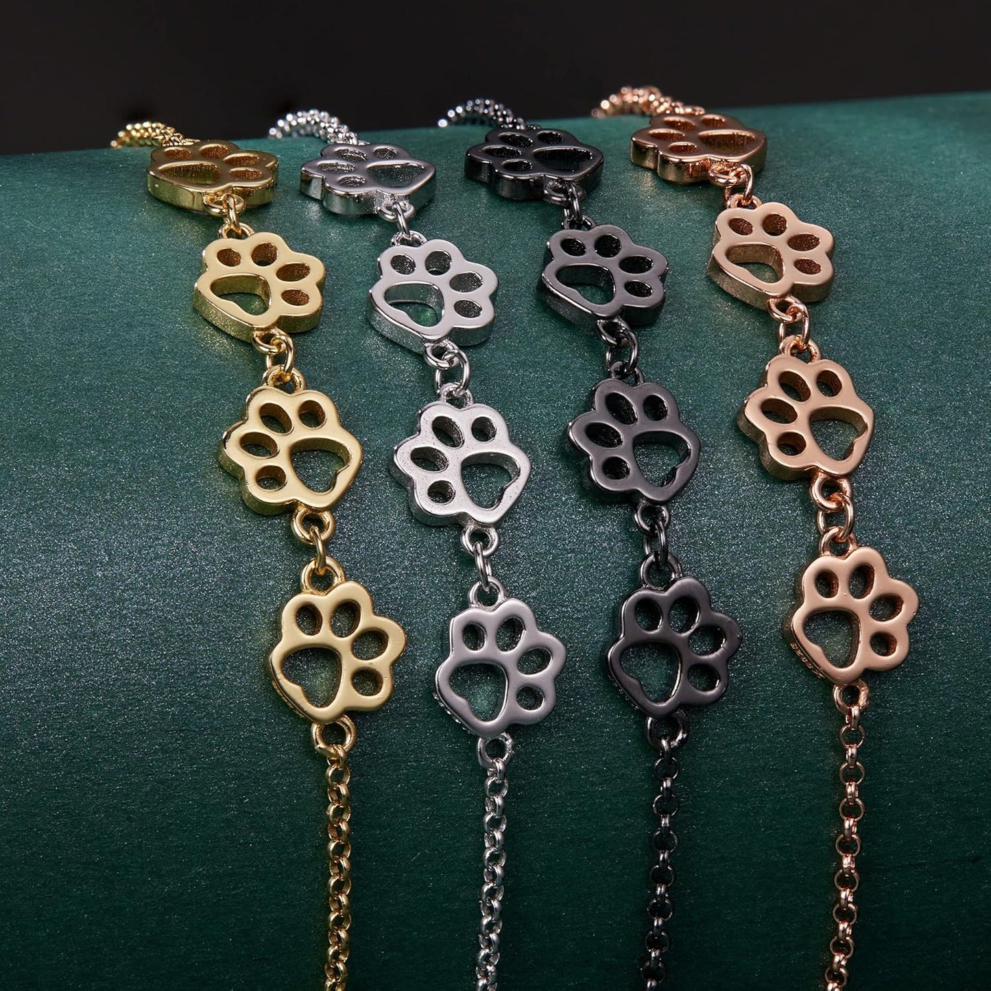 Sterling Silver Paw Print Bracelet – Adjustable Fit - emmy-rae-jewels.com