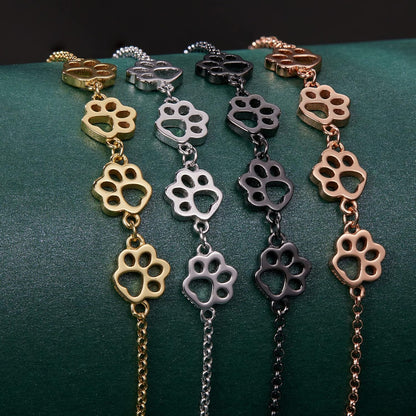 Sterling Silver Paw Print Bracelet – Adjustable Fit - emmy-rae-jewels.com