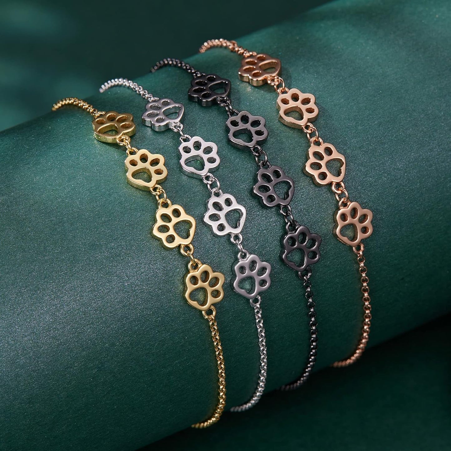 Sterling Silver Paw Print Bracelet – Adjustable Fit - emmy-rae-jewels.com