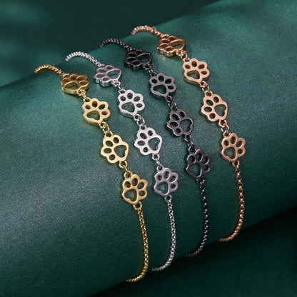 Sterling Silver Paw Print Bracelet – Adjustable Fit - emmy-rae-jewels.com