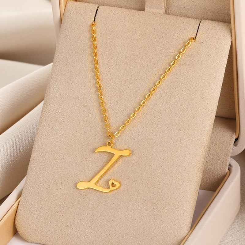 Cursive Initial Letter Pendant Necklaces - emmy-rae-jewels.com