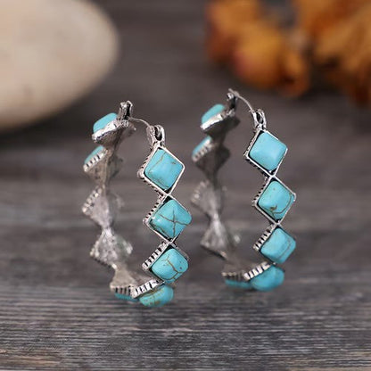 Diamond Turquoise Ushaped Earrings - emmy-rae-jewels.com