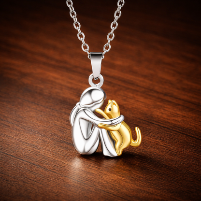 Cat Hug Pendant Necklace