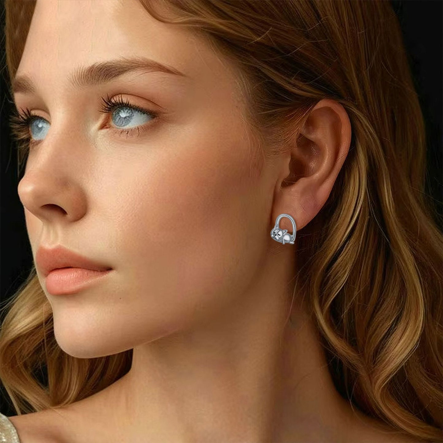 925 Silver Sleeping Puppy Stud Earrings - emmy-rae-jewels.com