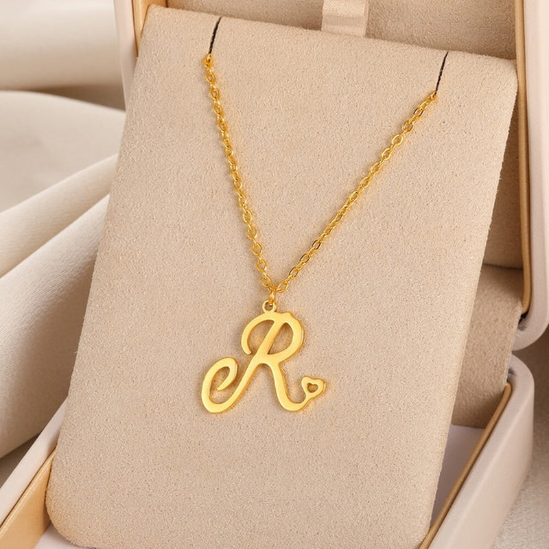 Cursive Initial Letter Pendant Necklaces - emmy-rae-jewels.com