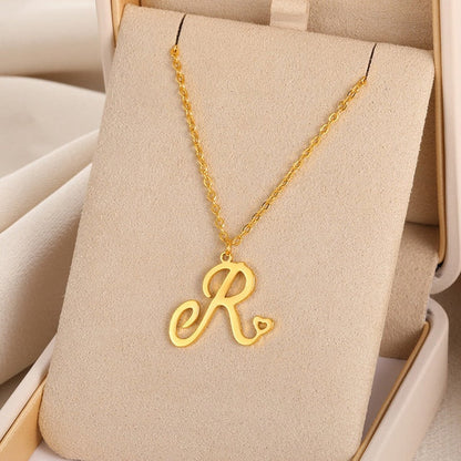 Cursive Initial Letter Pendant Necklaces - emmy-rae-jewels.com