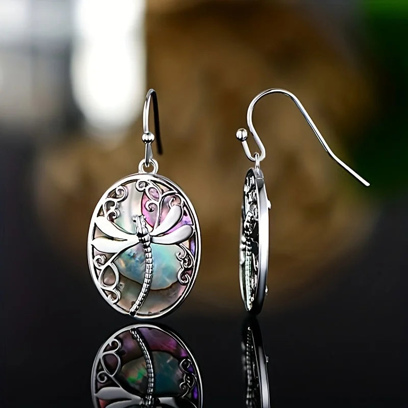 Abalone Shell Dragonfly Earrings – Symbol of Renewal & Grace - emmy-rae-jewels.com