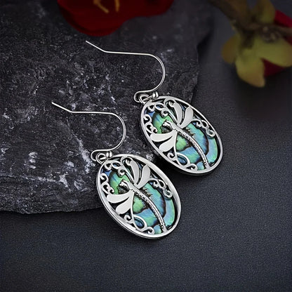 Abalone Shell Dragonfly Earrings – Symbol of Renewal & Grace - emmy-rae-jewels.com