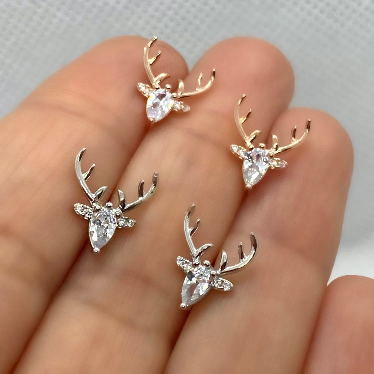 Antler Earrings With Clear Zircon - emmy-rae-jewels.com