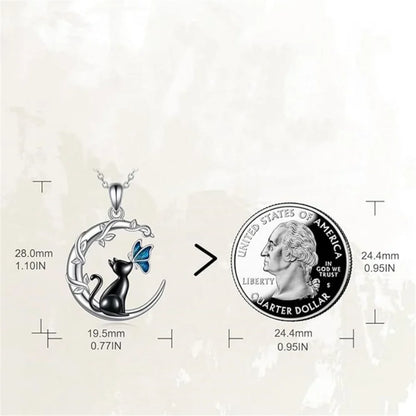 Moon Cat Butterfly Crystal Pendant Necklace - emmy-rae-jewels.com