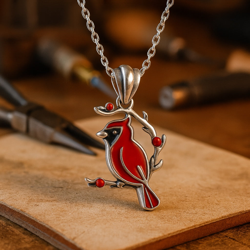 Red Cardinal Memorial Necklace - emmy-rae-jewels.com