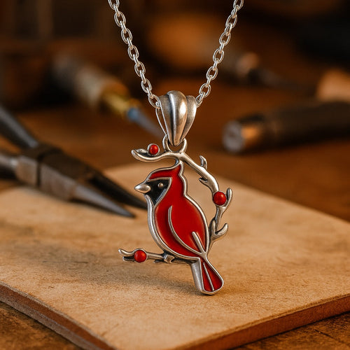 Red Cardinal Memorial Necklace - emmy-rae-jewels.com