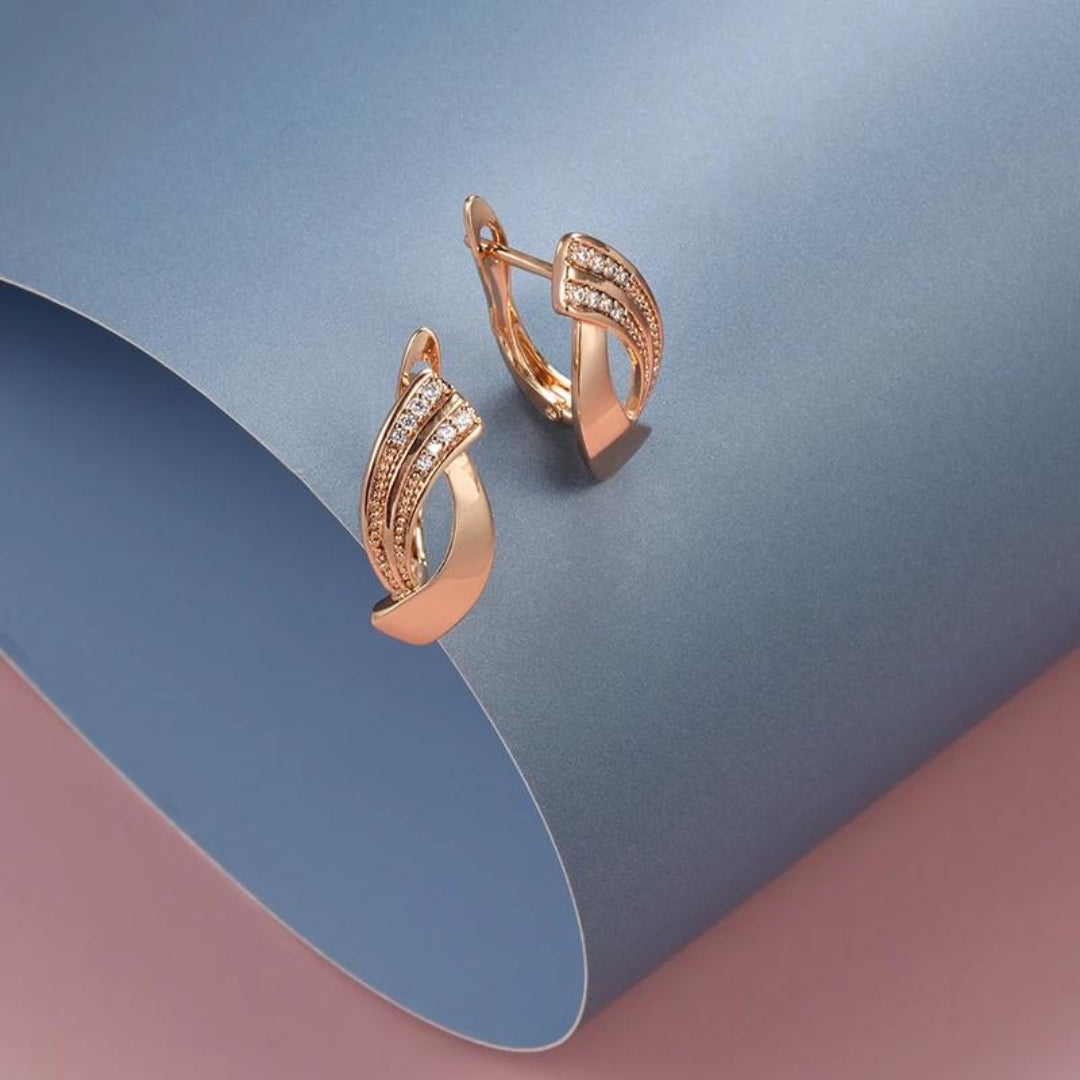 Elegant Earrings with Zirconia in Rose Gold - emmy-rae-jewels.com