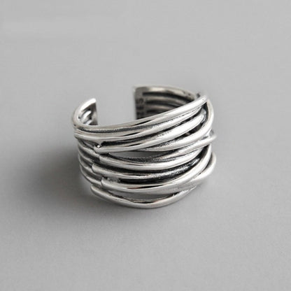 925 Sterling Silver Adjustable Layered Ring - emmy-rae-jewels.com