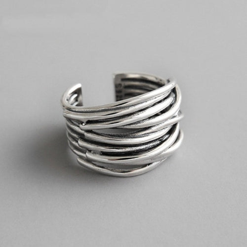 925 Sterling Silver Adjustable Layered Ring - emmy-rae-jewels.com