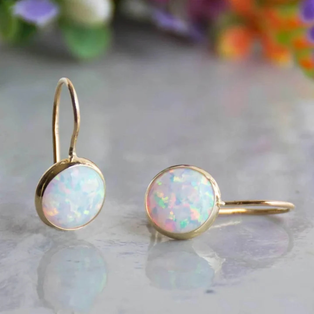 White Opal Vintage Earrings - emmy-rae-jewels.com