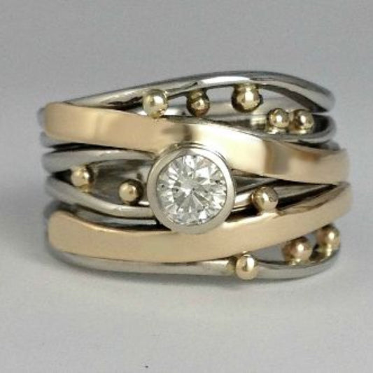 Vintage Gold Inlaid Zirconia Ring - emmy-rae-jewels.com
