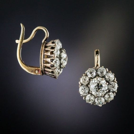 Vintage Inlaid Gems Gold Earrings - emmy-rae-jewels.com